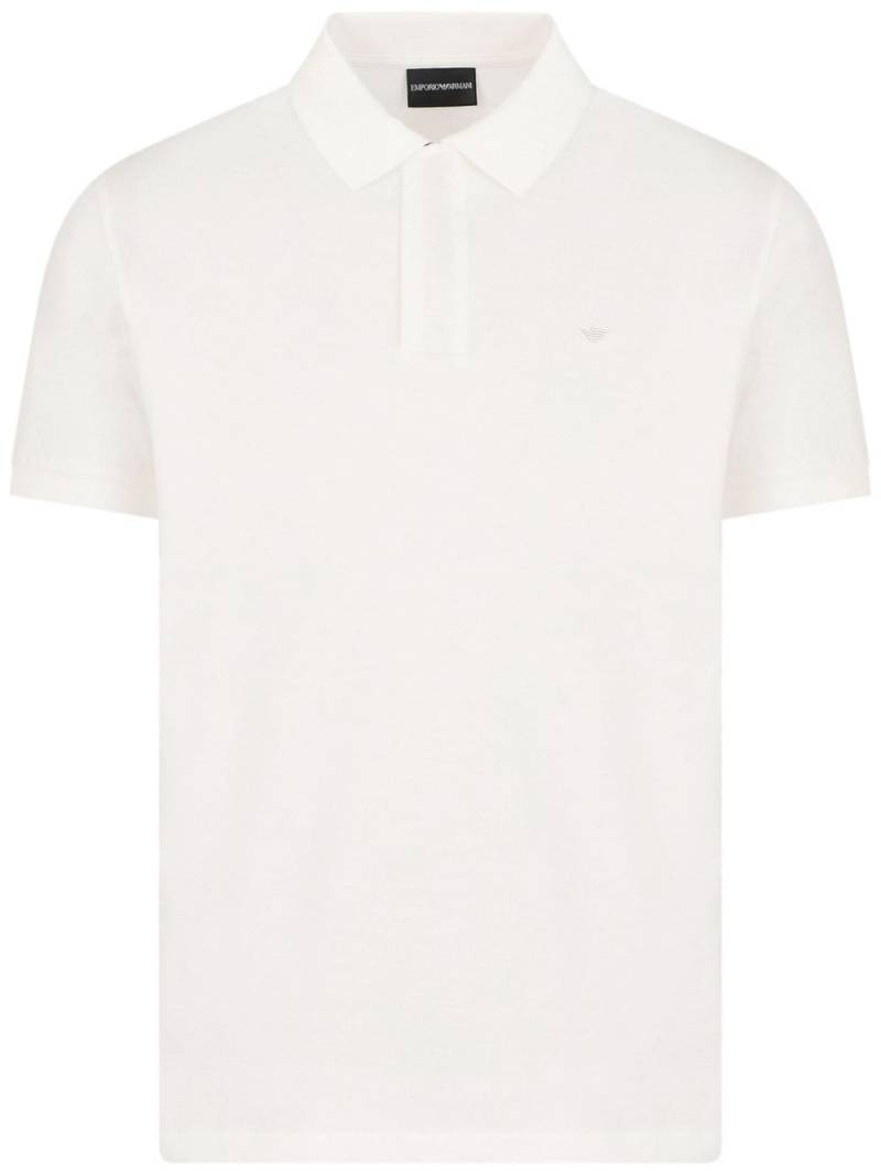 Emporio Armani logo-plaque cotton polo shirt - White von Emporio Armani