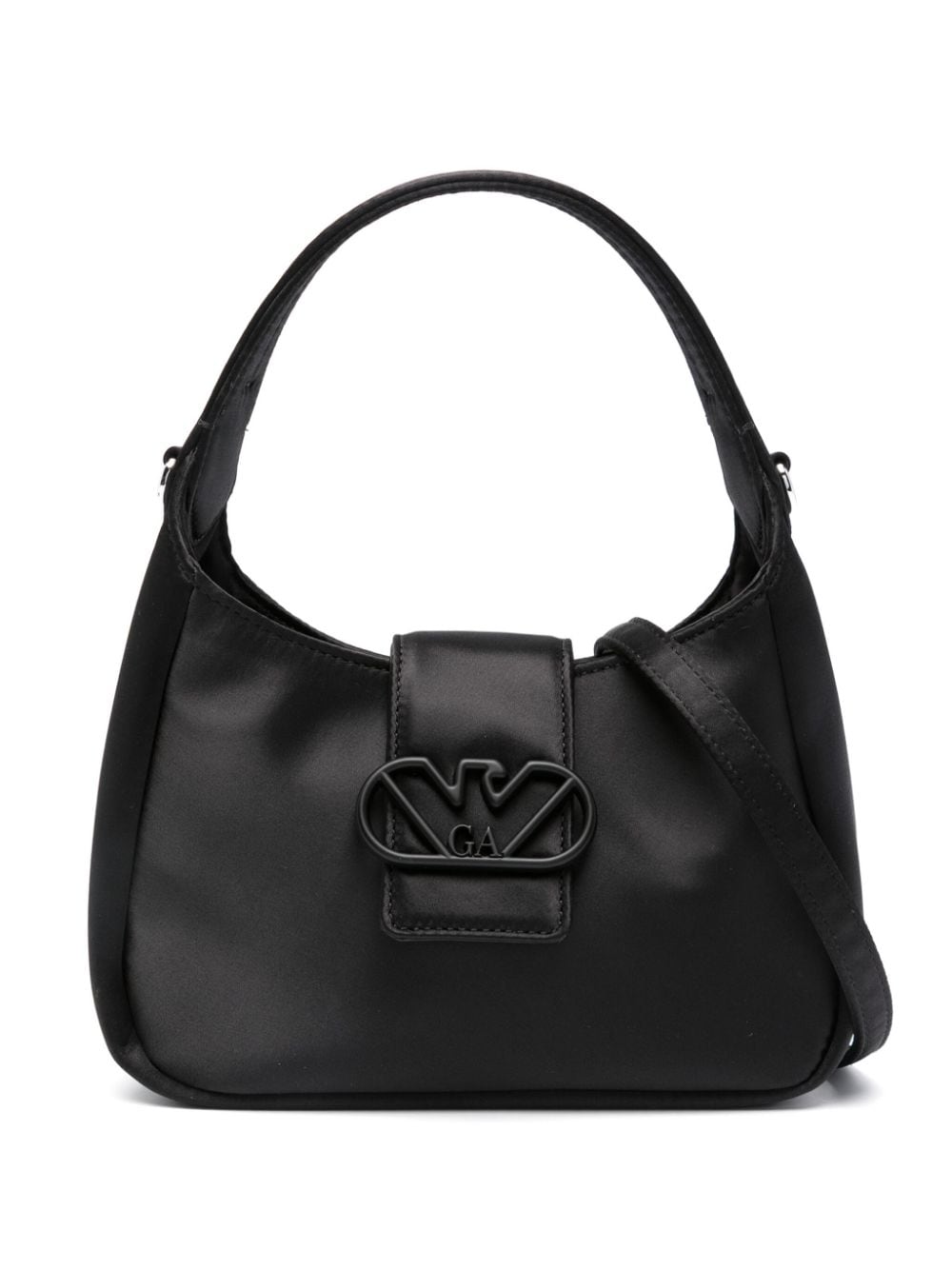 Emporio Armani logo-plaque satin tote bag - Black von Emporio Armani