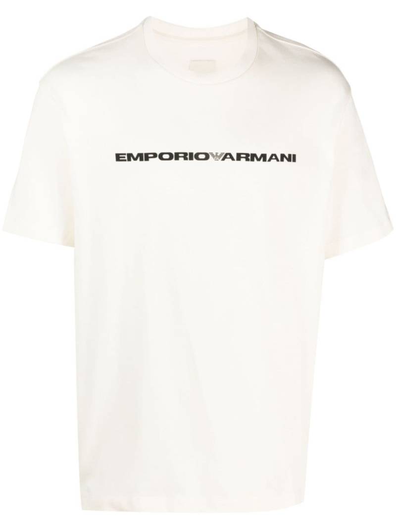 Emporio Armani logo-print cotton T-shirt - Neutrals von Emporio Armani