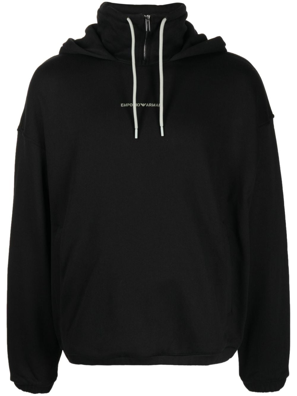 Emporio Armani logo-print cotton hoodie - Black von Emporio Armani
