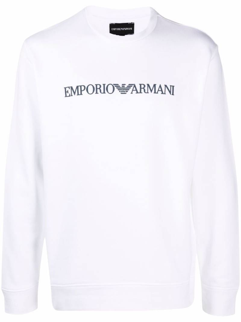 Emporio Armani logo-print crew-neck sweatshirt - White von Emporio Armani