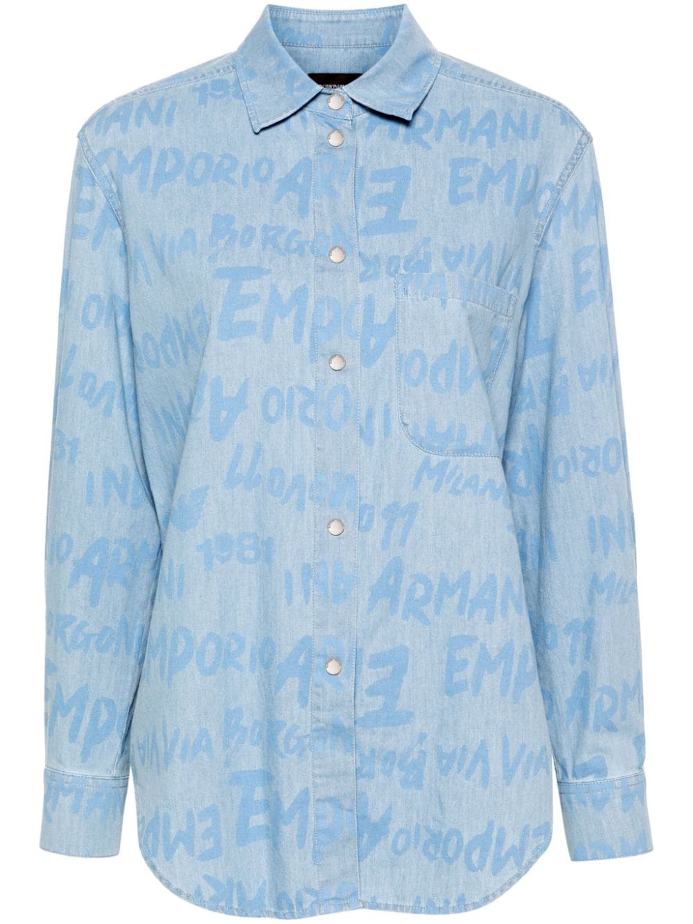 Emporio Armani logo-print denim shirt - Blue von Emporio Armani