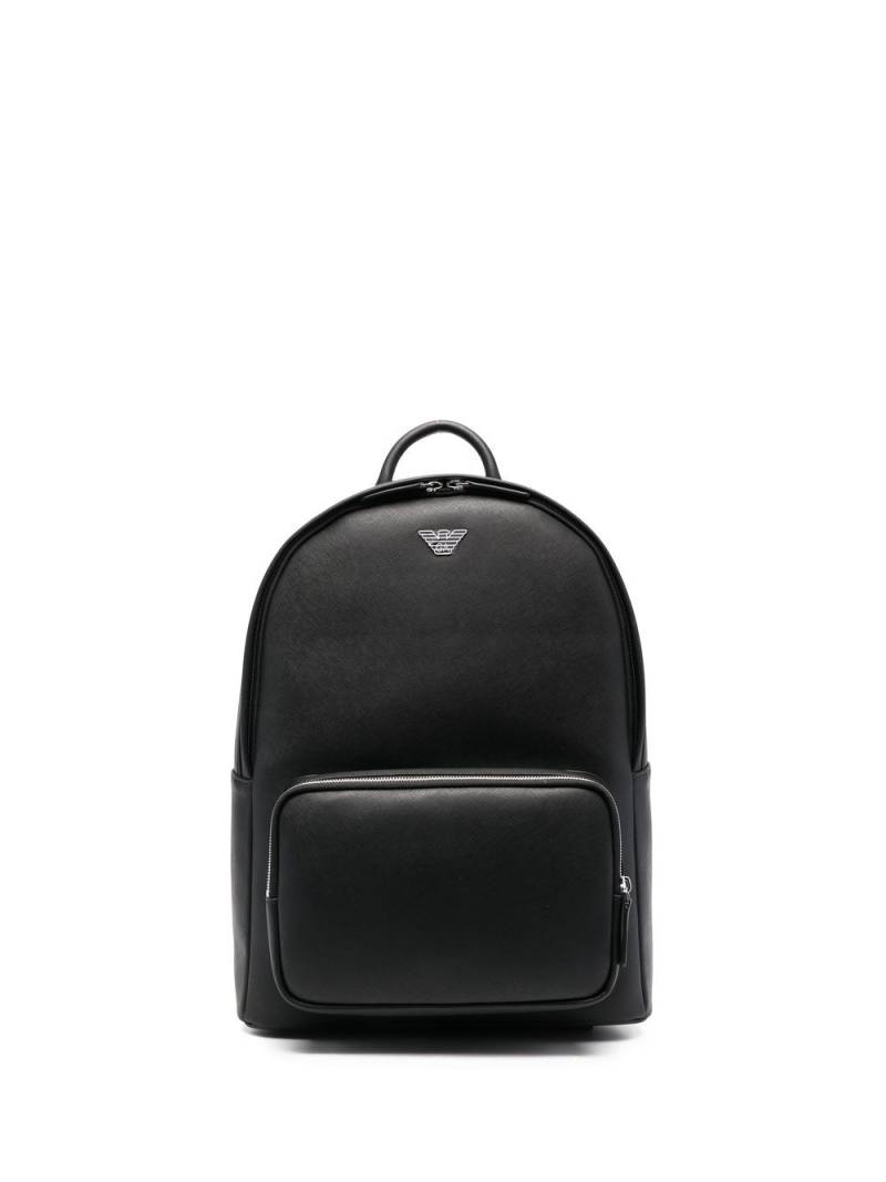 Emporio Armani logo-print leather backpack - Black von Emporio Armani