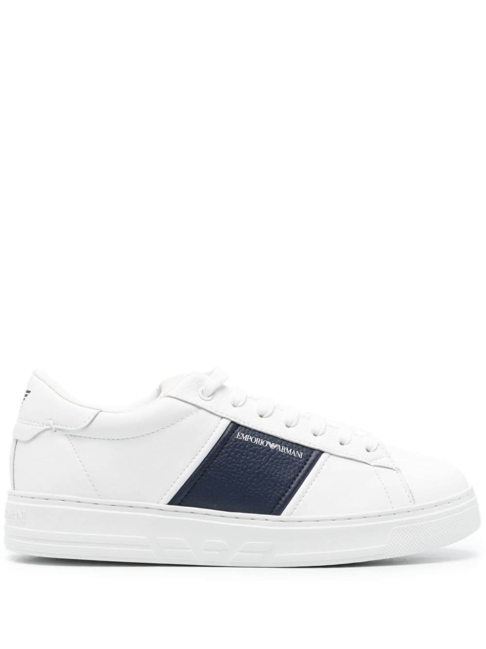 Emporio Armani logo-print leather sneakers - White von Emporio Armani