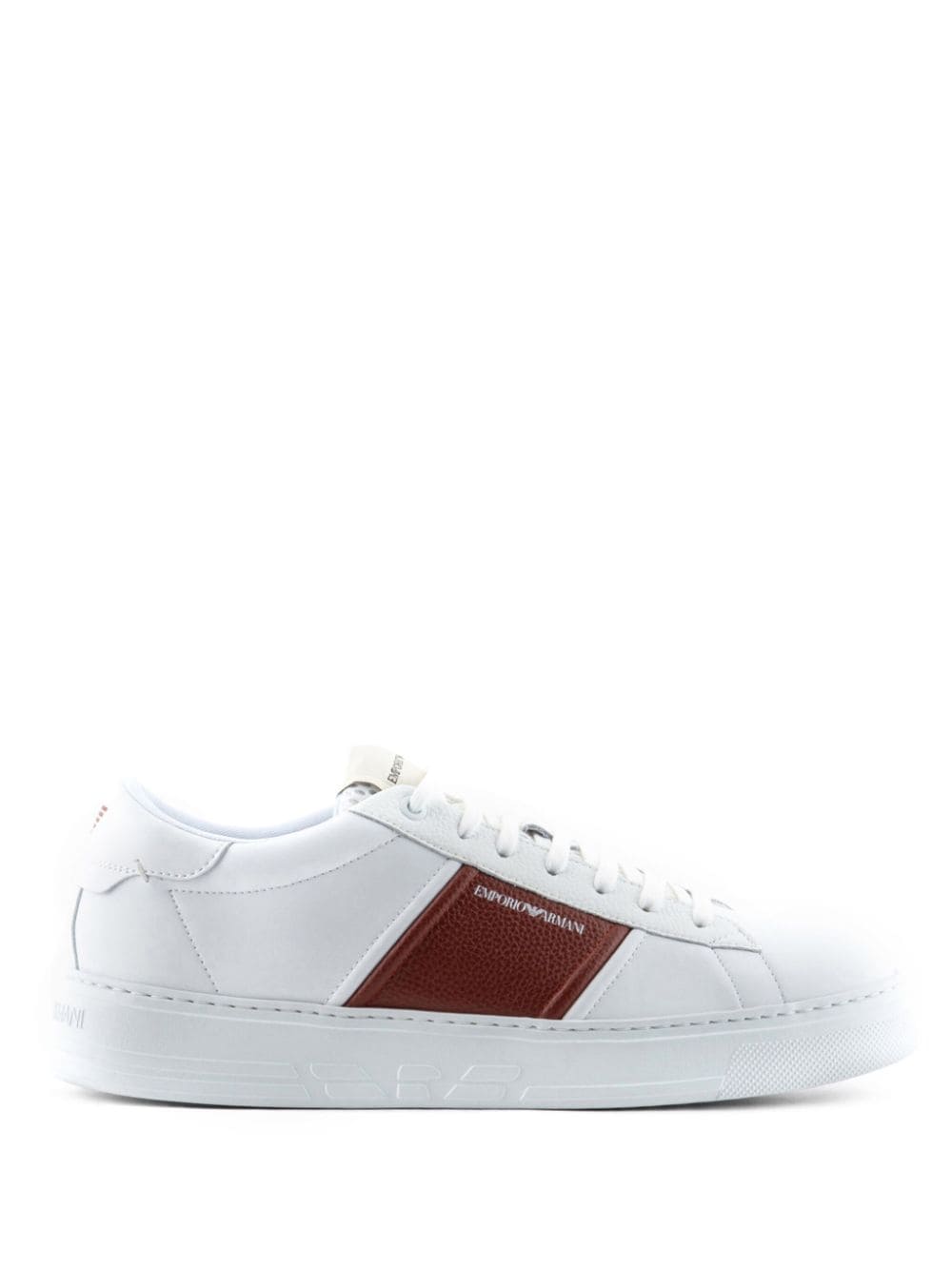 Emporio Armani logo-print leather sneakers - White von Emporio Armani