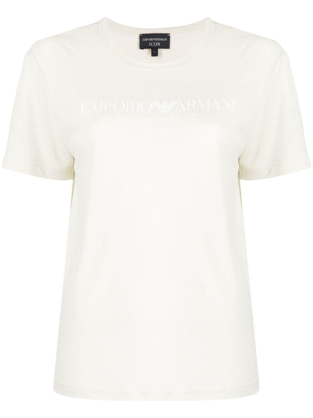 Emporio Armani logo-print linen-blend T-shirt - Neutrals von Emporio Armani
