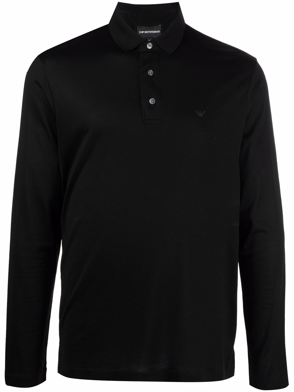 Emporio Armani logo-print long-sleeved polo top - Black von Emporio Armani