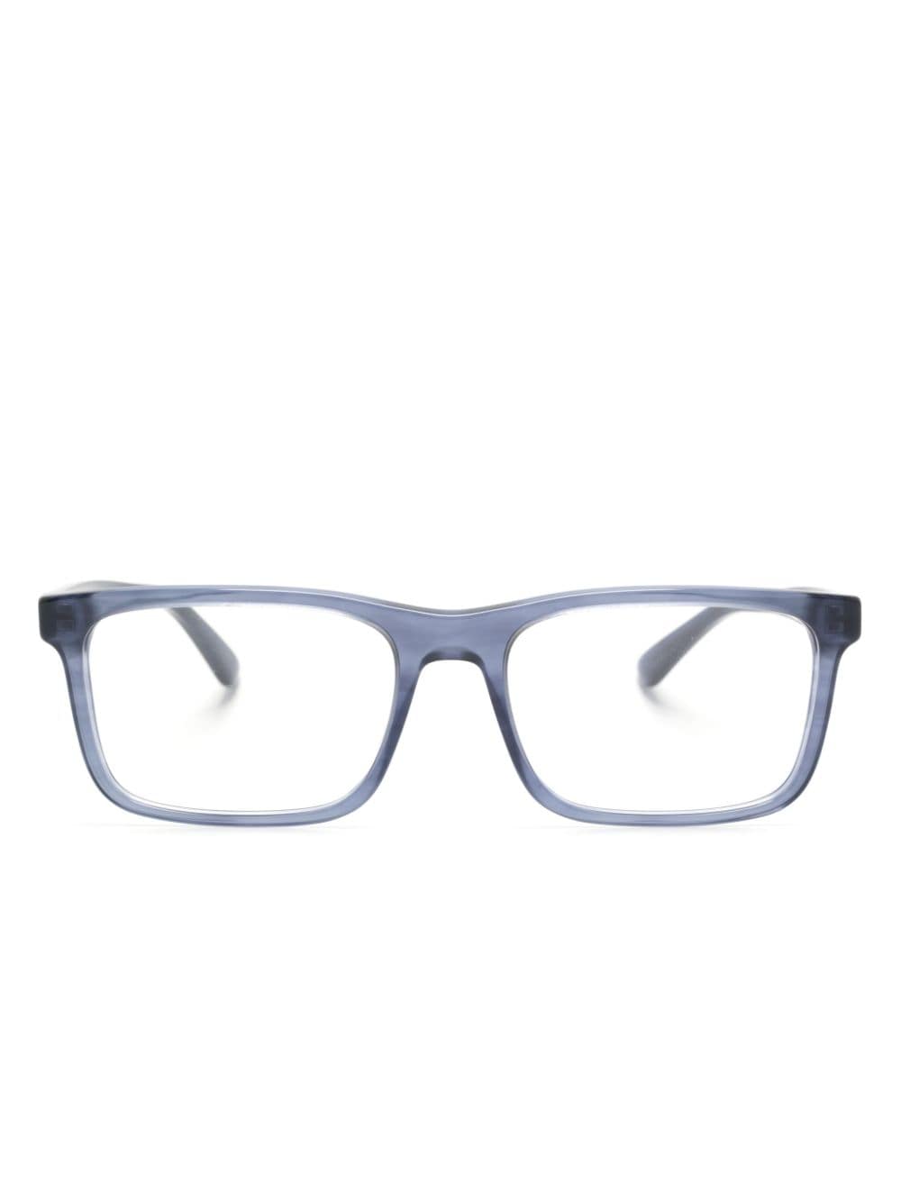 Emporio Armani logo-print rectangle-frame glasses - Blue von Emporio Armani