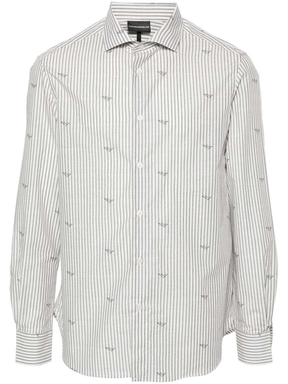 Emporio Armani logo-print striped shirt - Green von Emporio Armani