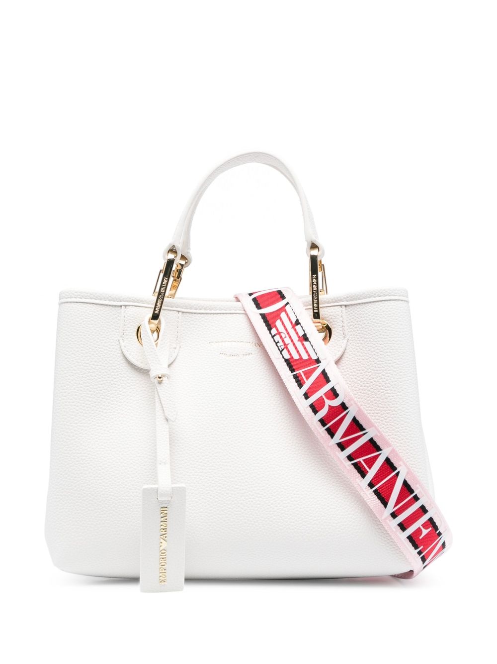 Emporio Armani logo-strap tote bag - White von Emporio Armani