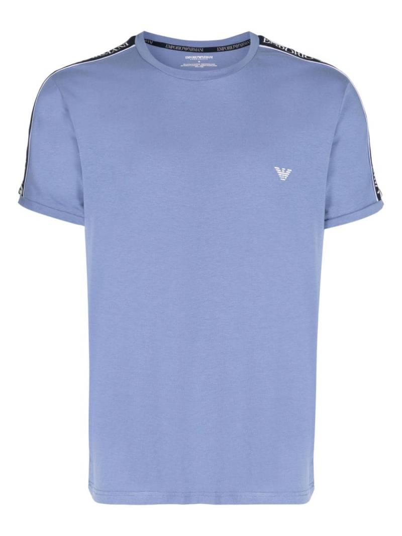 Emporio Armani logo-trim cotton T-shirt - Blue von Emporio Armani