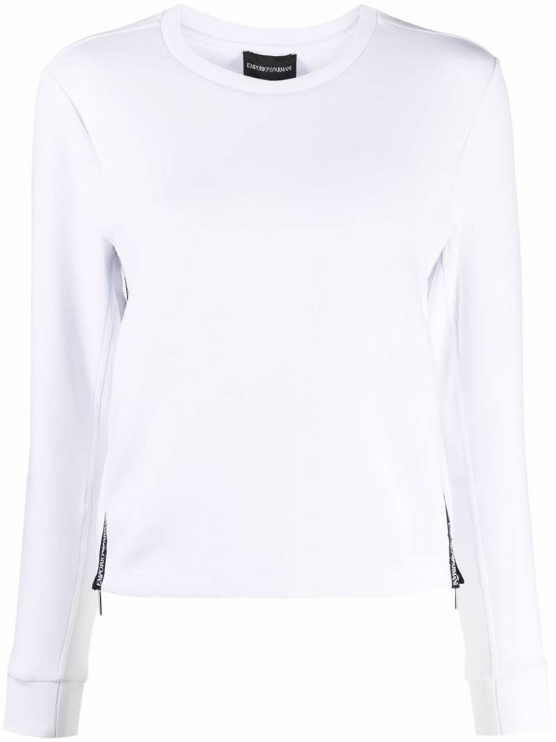 Emporio Armani logo-trim long-sleeved sweatshirt - White von Emporio Armani