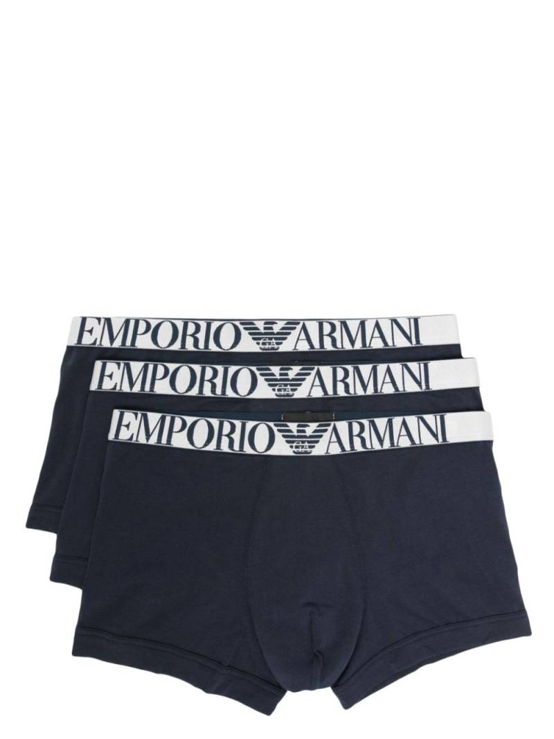 Emporio Armani logo-waistband cotton briefs (pack of three) - Blue von Emporio Armani