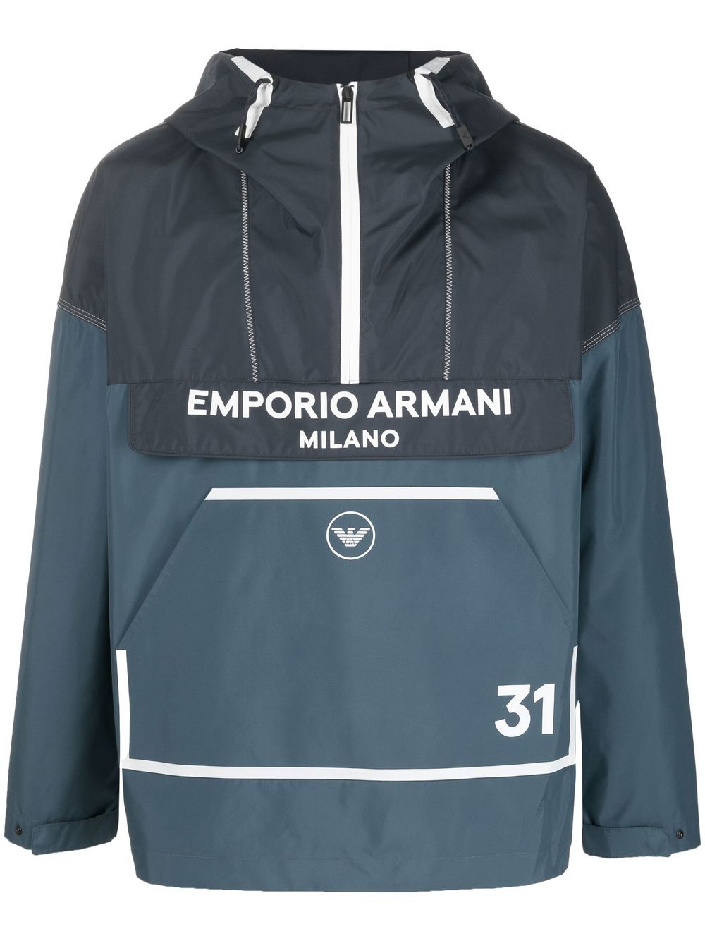 Emporio Armani long sleeve hooded jacket - Blue von Emporio Armani