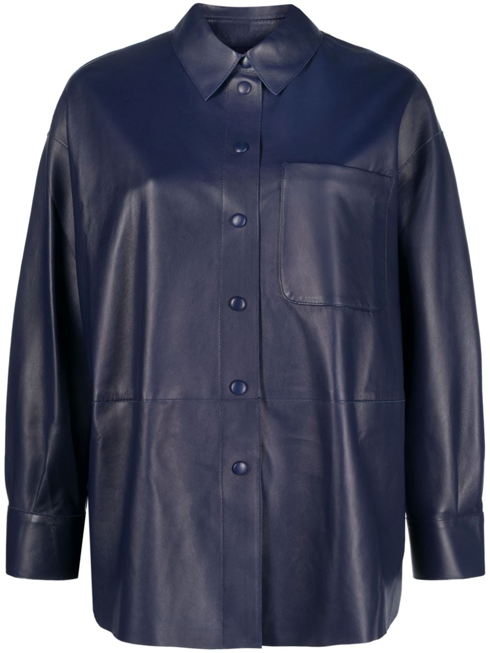 Emporio Armani long-sleeve leather shirt - Blue von Emporio Armani