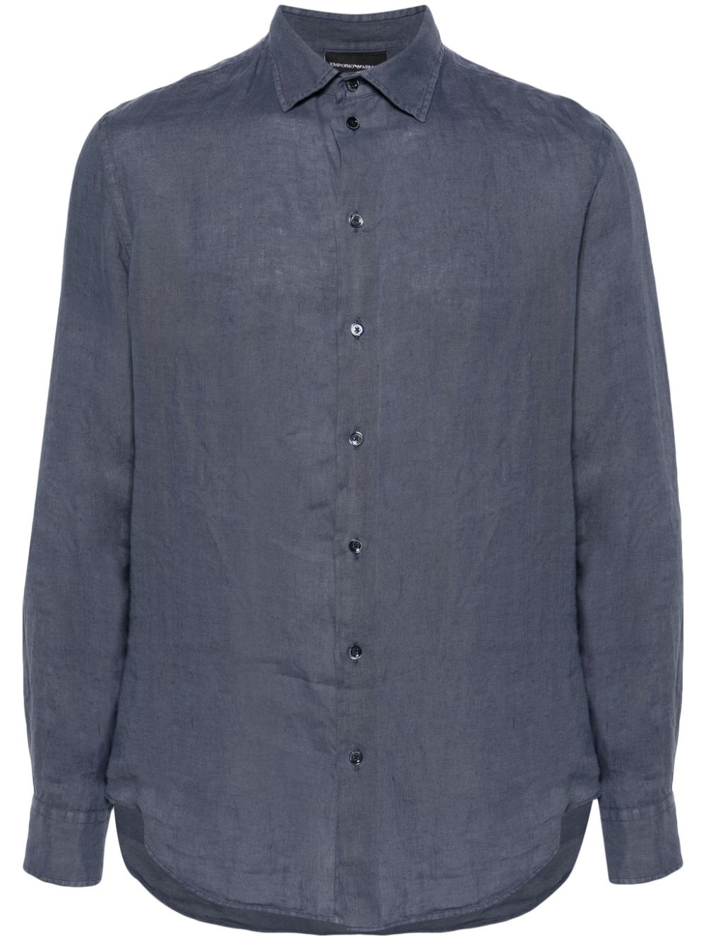 Emporio Armani long-sleeve linen shirt - Blue von Emporio Armani