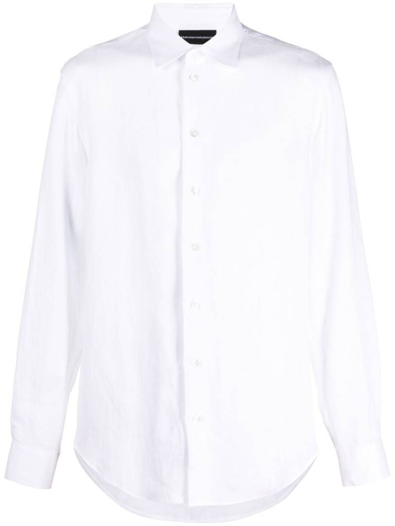 Emporio Armani long-sleeved linen shirt - White von Emporio Armani