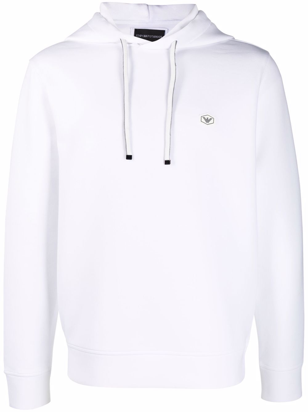 Emporio Armani long-sleeved logo patch hoodie - White von Emporio Armani