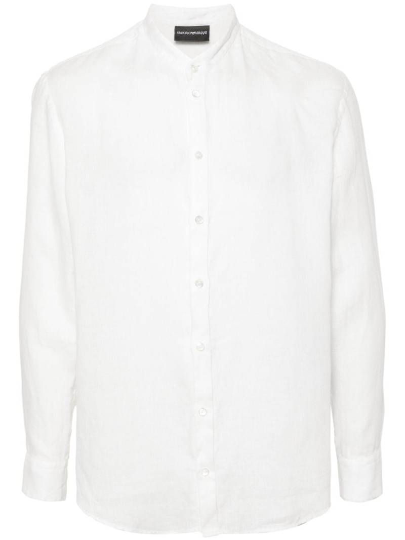 Emporio Armani long-sleeves linen shirt - White von Emporio Armani