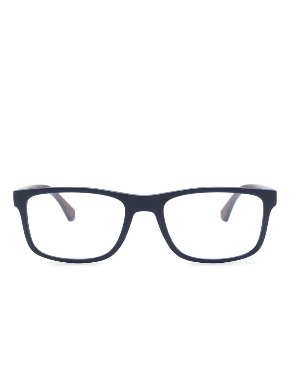 Emporio Armani matte-finish square-frame glasses - Blue von Emporio Armani