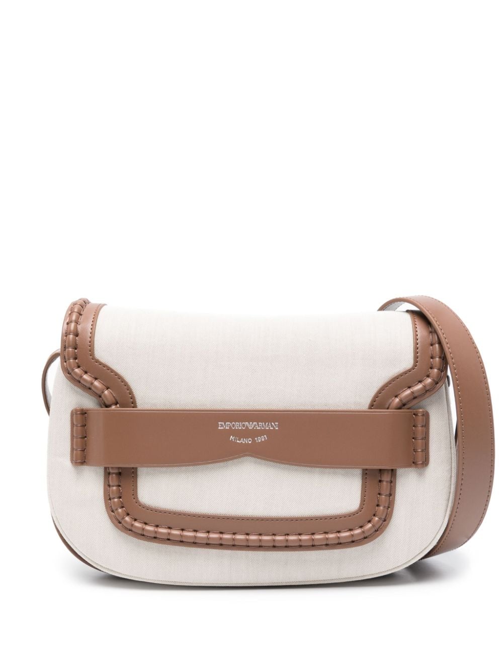 Emporio Armani medium debossed-logo shoulder bag - Neutrals von Emporio Armani