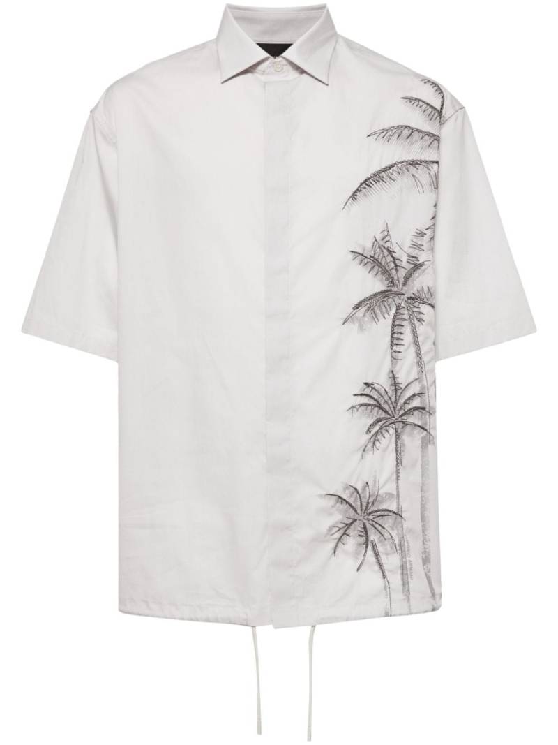 Emporio Armani palm tree-embroidered cotton shirt - Grey von Emporio Armani