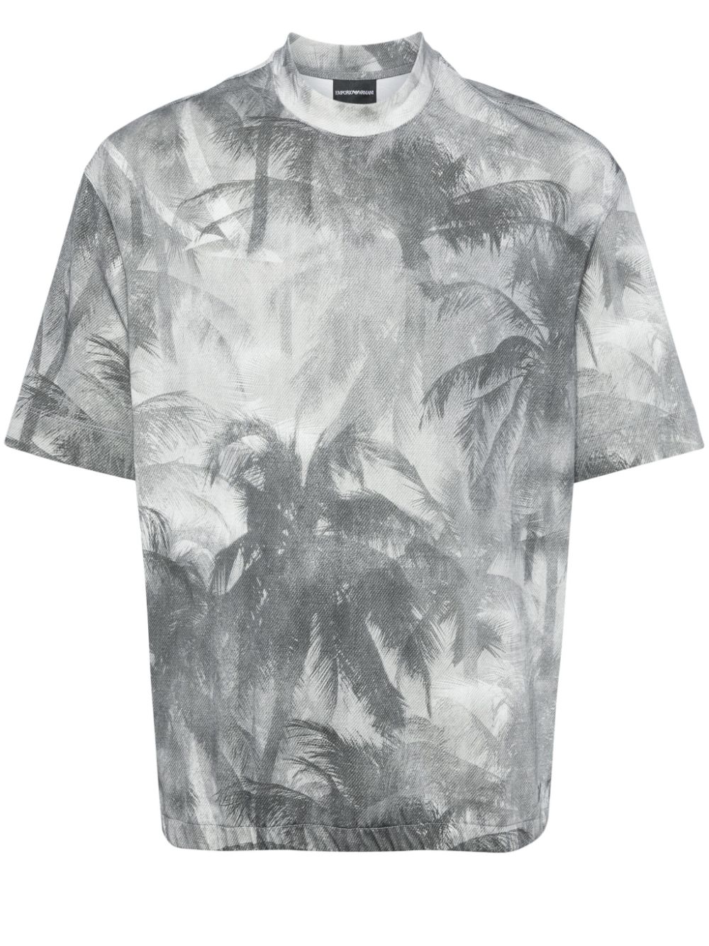Emporio Armani palm tree-print cotton T-shirt - Grey von Emporio Armani