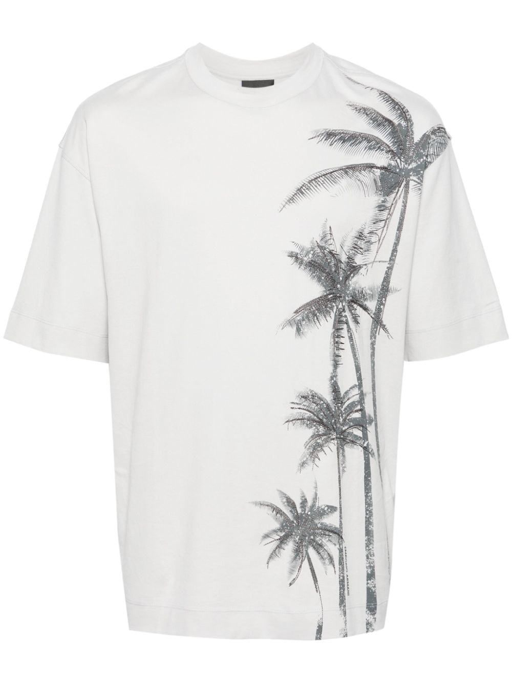 Emporio Armani palm tree-print cotton T-shirt - Grey von Emporio Armani