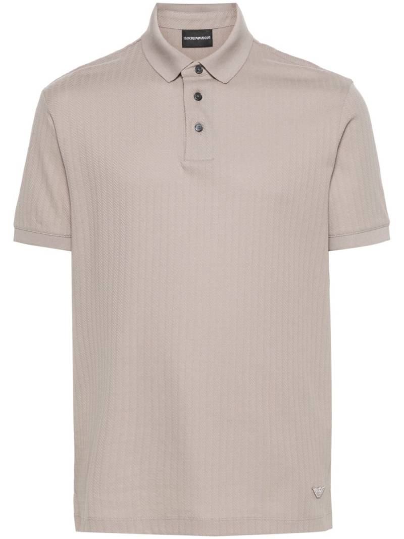 Emporio Armani patterned-jacquard cotton polo shirt - Brown von Emporio Armani