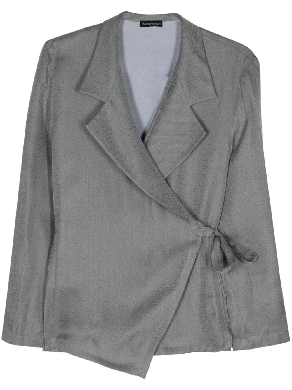 Emporio Armani patterned-jacquard wrap blazer - Grey von Emporio Armani