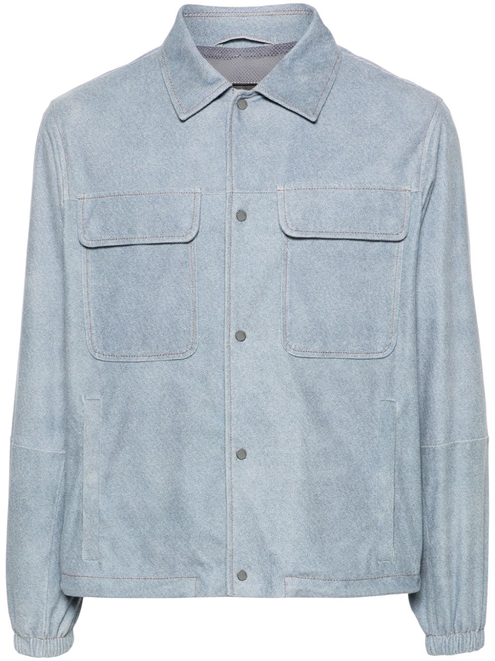 Emporio Armani patterned suede shirt jacket - Blue von Emporio Armani