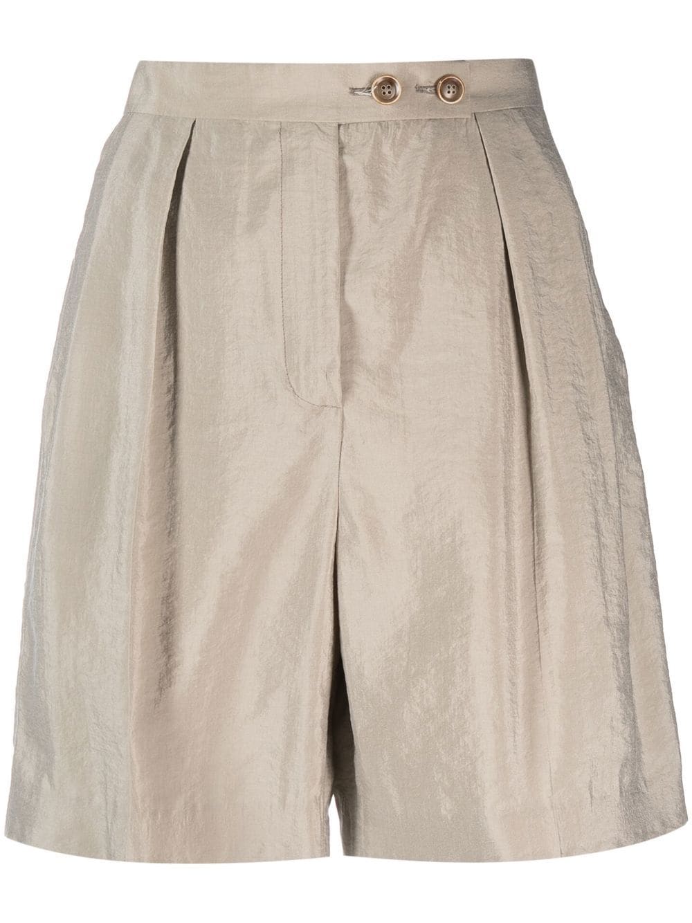 Emporio Armani pleat-detail high-waisted shorts - Green von Emporio Armani