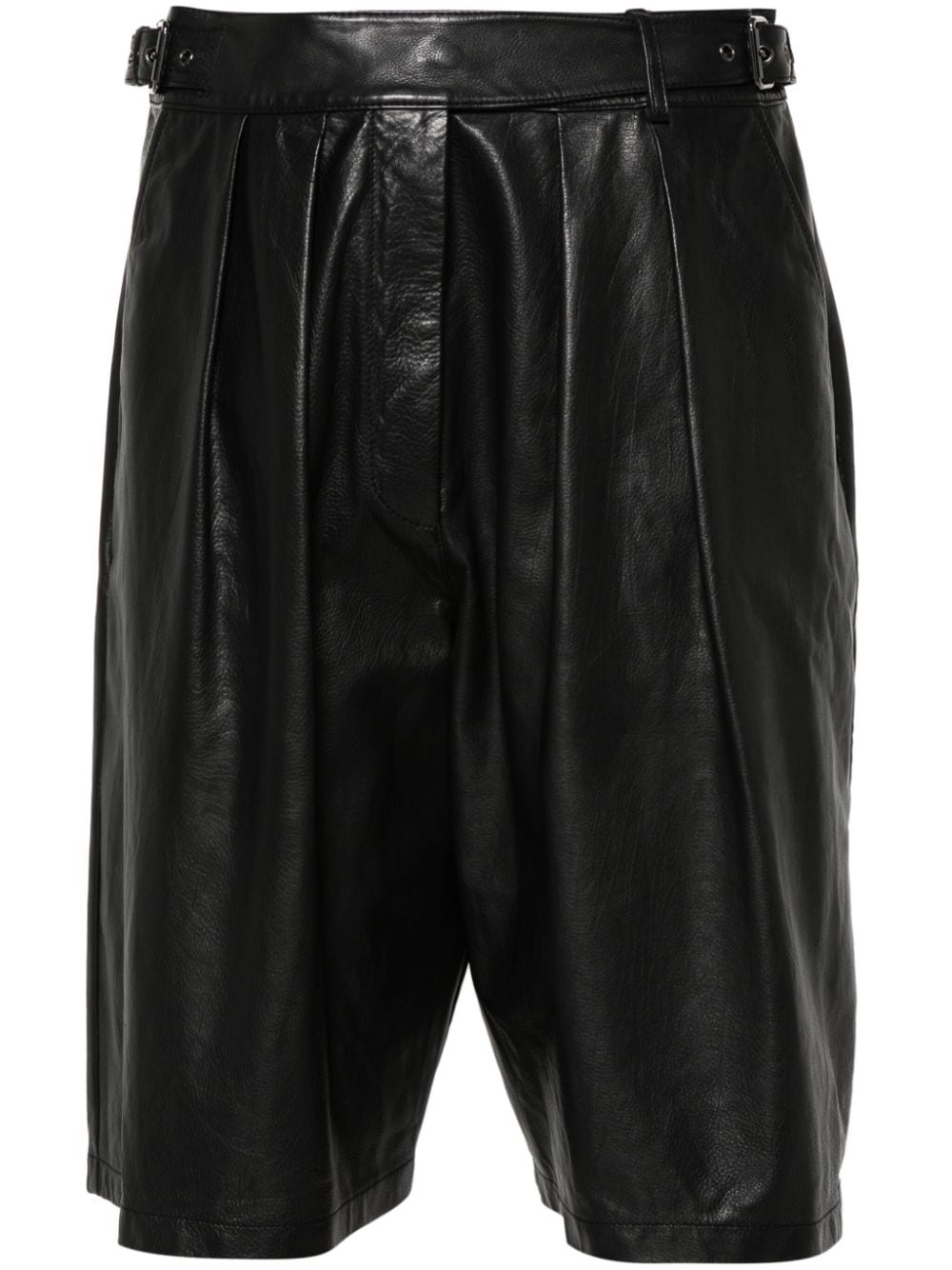 Emporio Armani pleat-detail leather shorts - Black von Emporio Armani