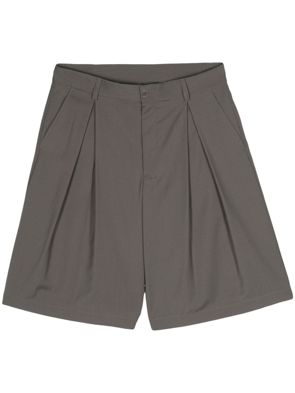 Emporio Armani pleat-detail wide-leg shorts - Green von Emporio Armani