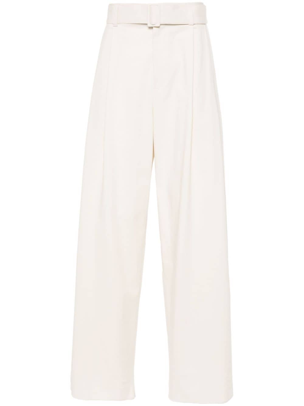 Emporio Armani pleat-detailing belted trousers - Neutrals von Emporio Armani