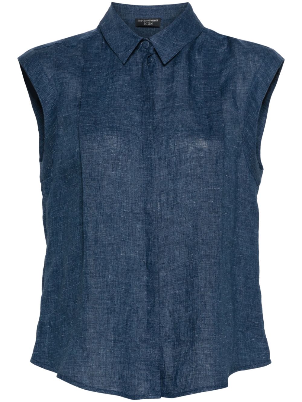 Emporio Armani pleat-detailing chambray shirt - Blue von Emporio Armani