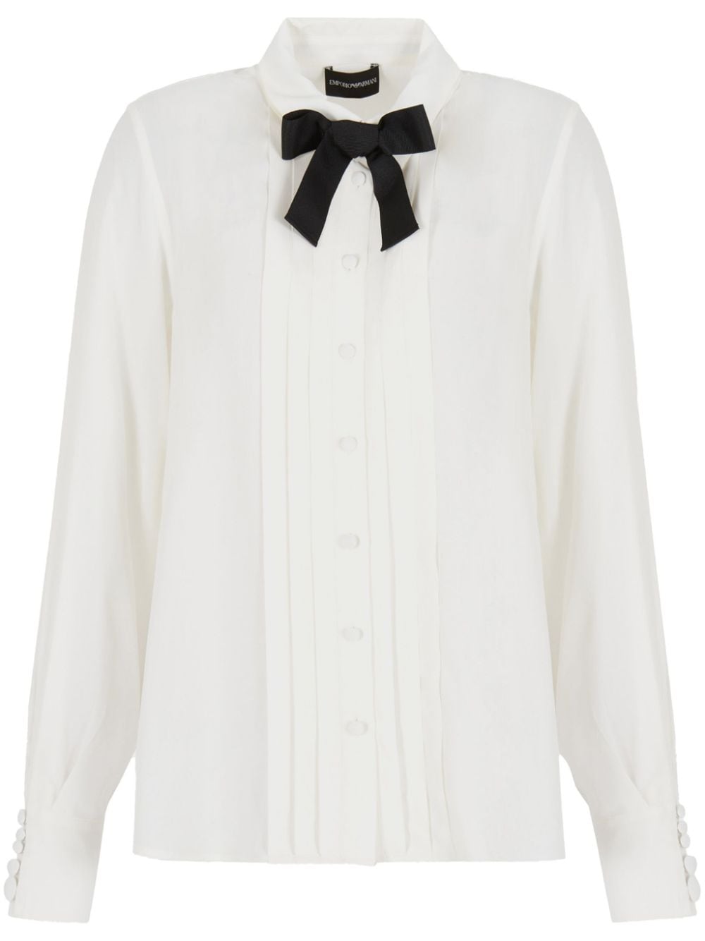 Emporio Armani pleat-detailing long-sleeve shirt - White von Emporio Armani