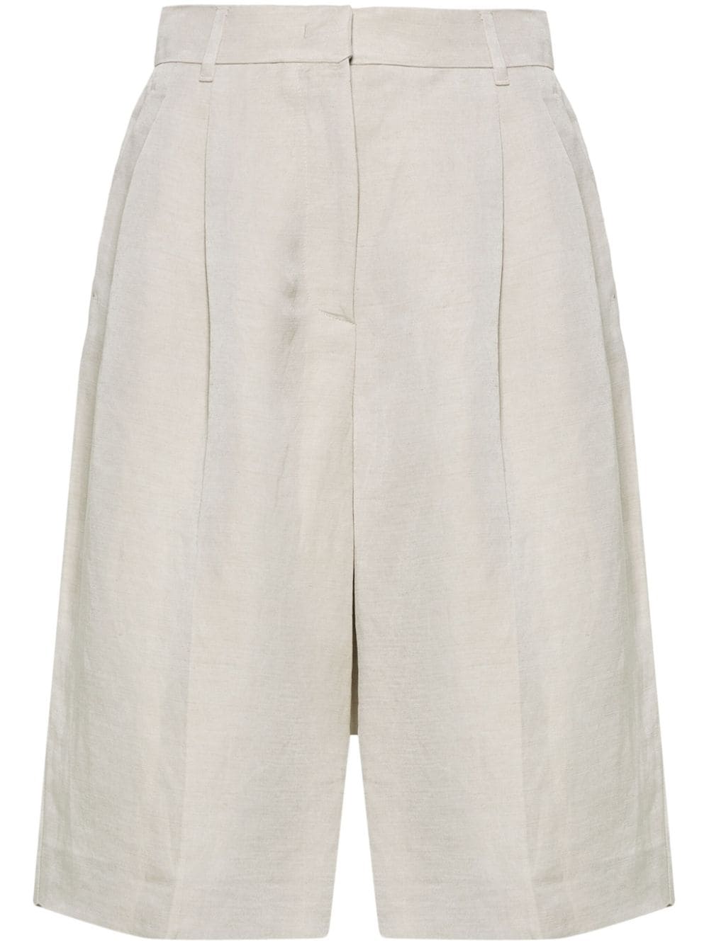 Emporio Armani pleated long shorts - Neutrals von Emporio Armani
