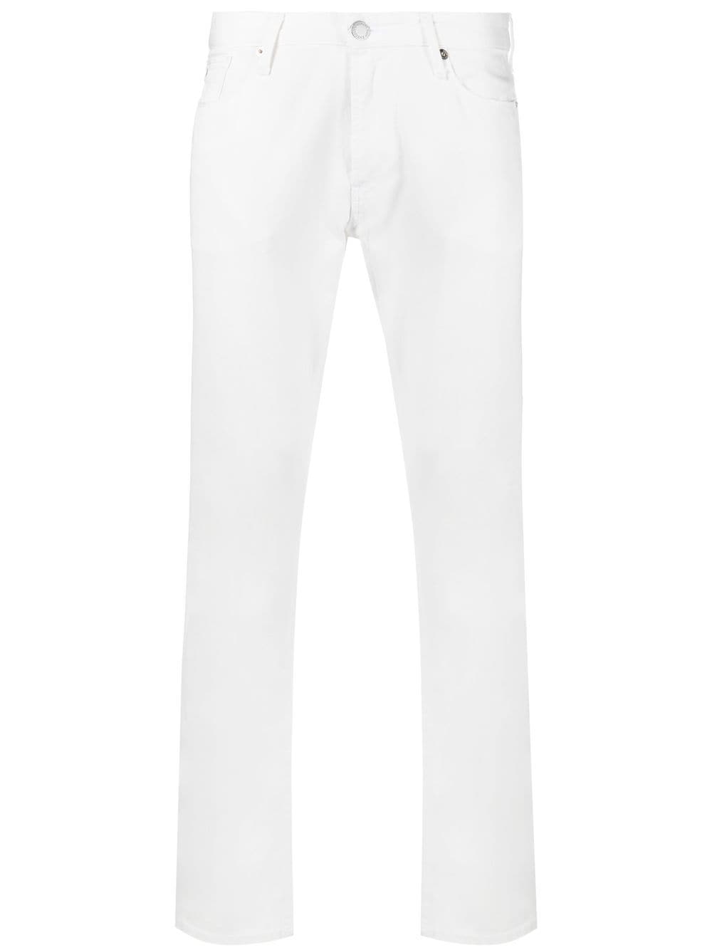 Emporio Armani rear-logo slim-fit jeans - White von Emporio Armani