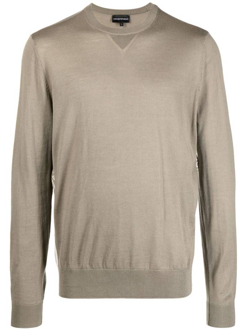 Emporio Armani ribbed-knit crew neck sweatshirt - Brown von Emporio Armani