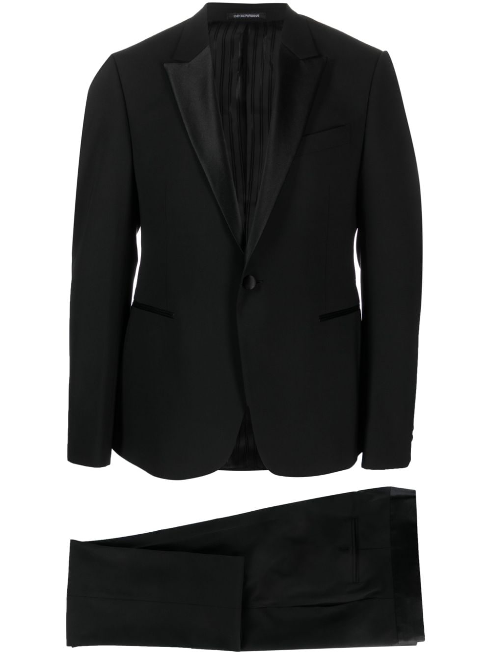 Emporio Armani satin-trim single-breasted blazer - Black von Emporio Armani