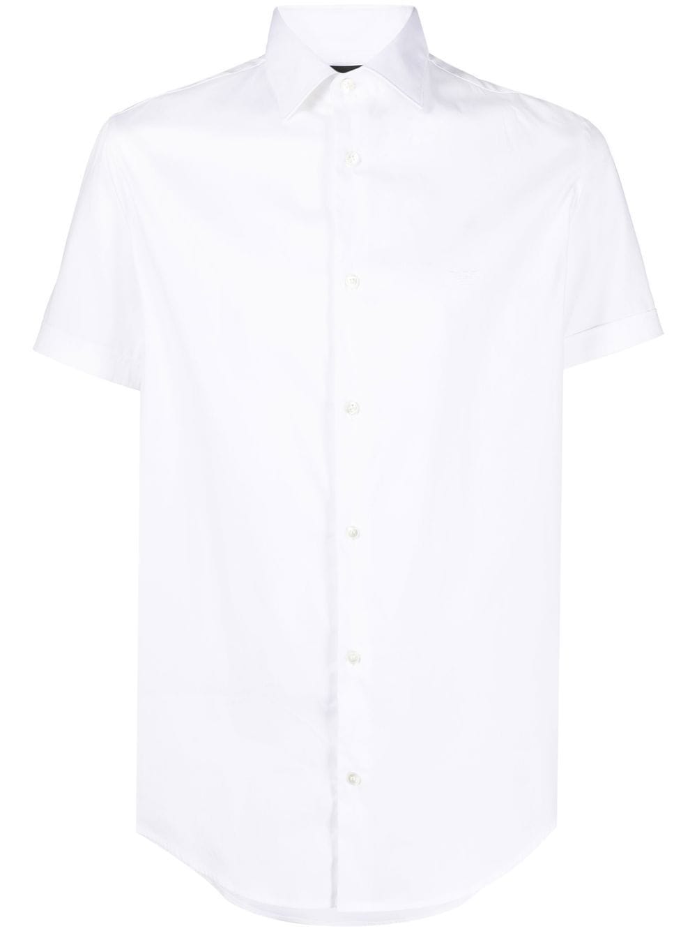 Emporio Armani short-sleeved poplin shirt - White von Emporio Armani