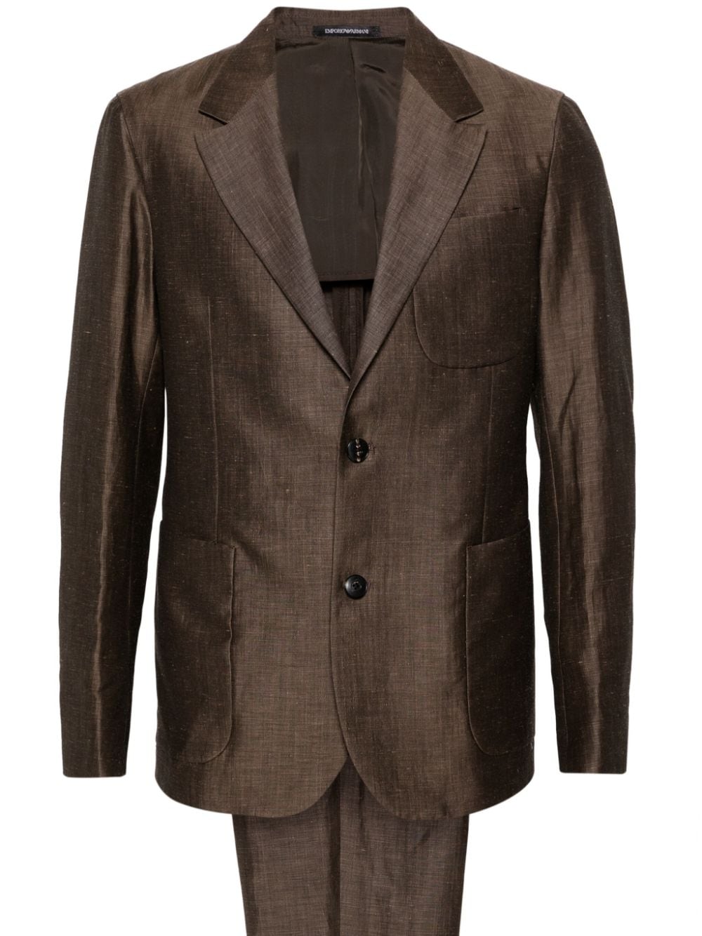 Emporio Armani single-breasted linen blend suit - Brown von Emporio Armani