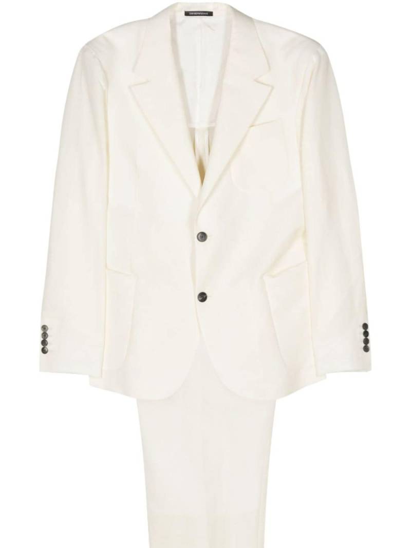 Emporio Armani single-breasted linen blend suit - White von Emporio Armani