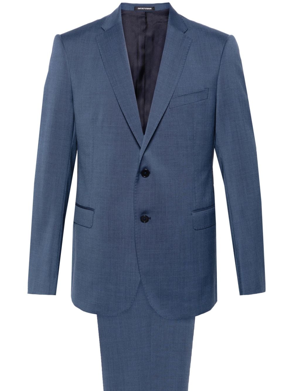 Emporio Armani single-breasted virgin wool suit - Blue von Emporio Armani