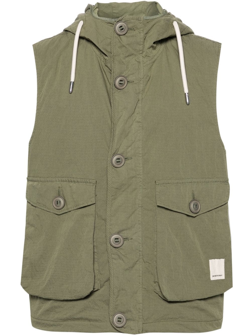 Emporio Armani sleeveless ripstop hooded jacket - Green von Emporio Armani