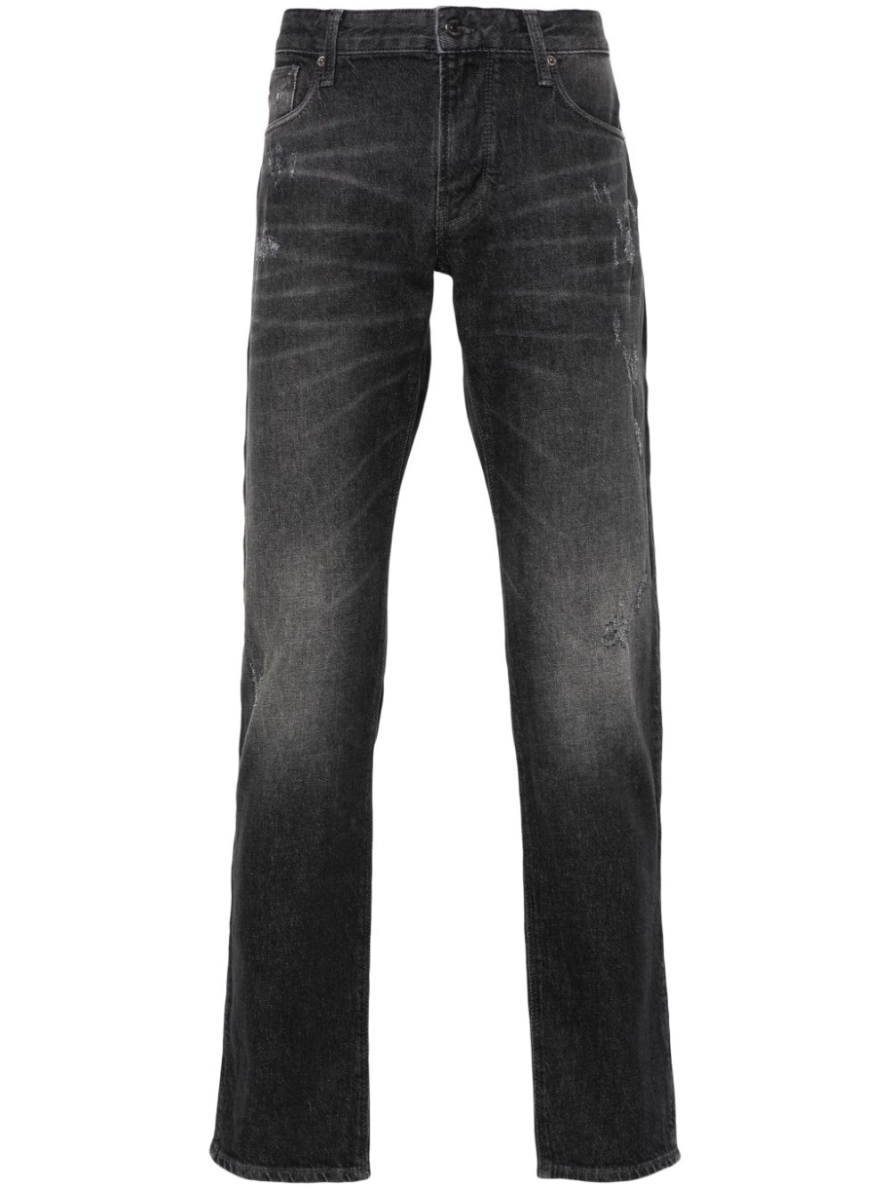 Emporio Armani slim-fit distressed jeans - Black von Emporio Armani