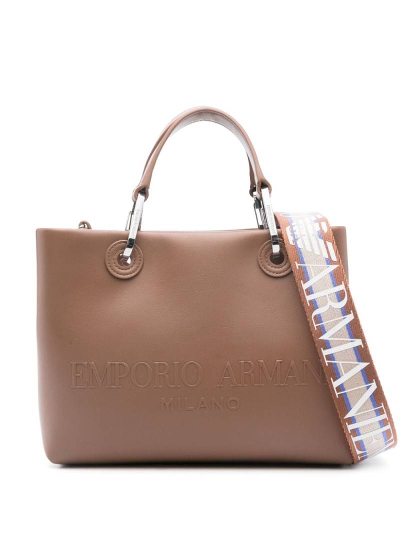 Emporio Armani small logo-embossed tote bag - Brown von Emporio Armani