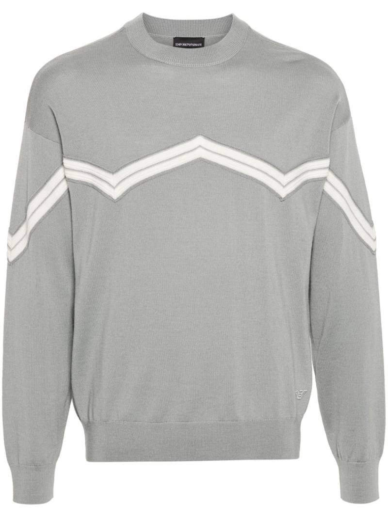 Emporio Armani stripe-detail wool jumper - Grey von Emporio Armani