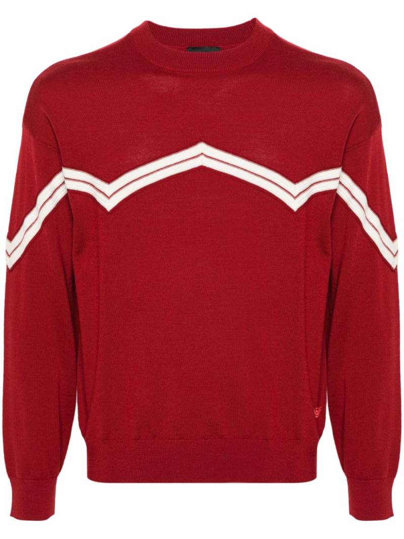 Emporio Armani stripe-detail wool jumper - Red von Emporio Armani